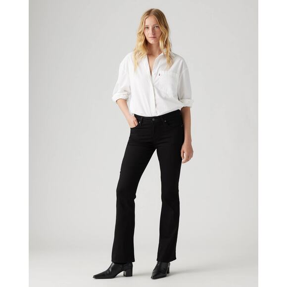 Levis 725 Women's Jeans High Rise Bootcut Black Denim Stretch Comfort Size 32 - Picture 1 of 12